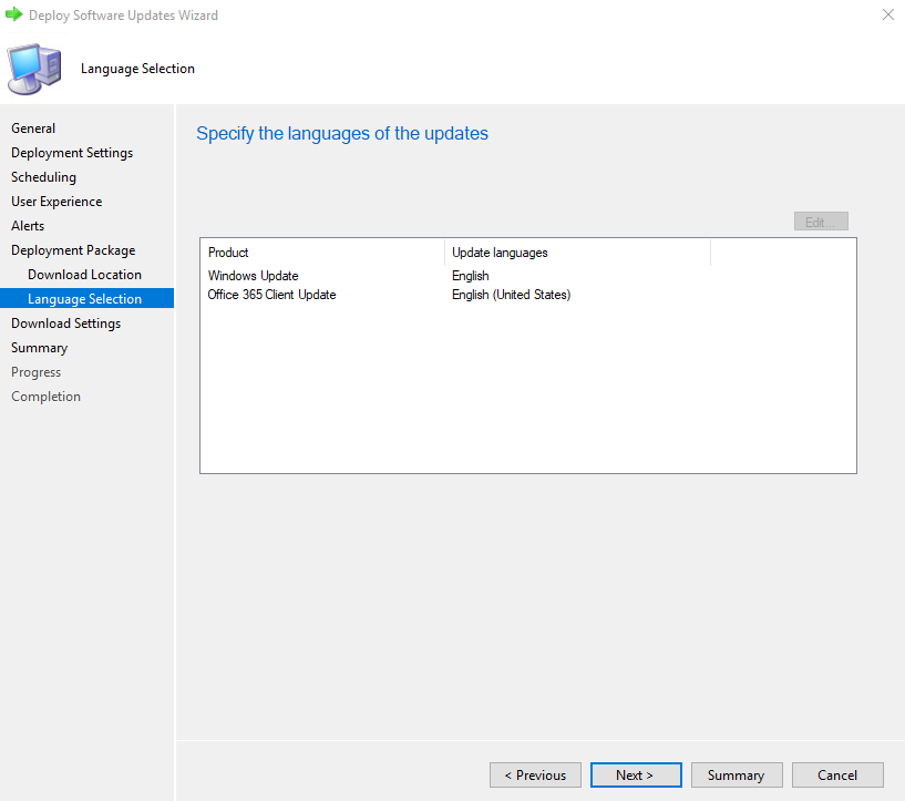 Windows 10 1903 deployment language