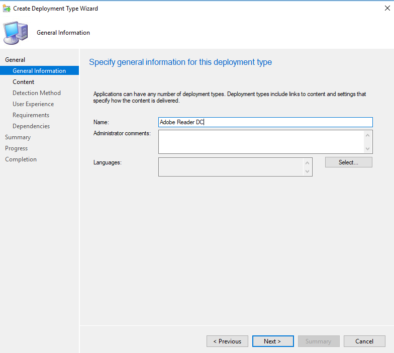 SCCM---Create-Application---Deployment-Type--General-Information