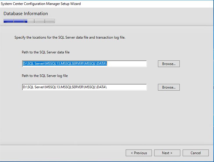 SCCM SQL Settings