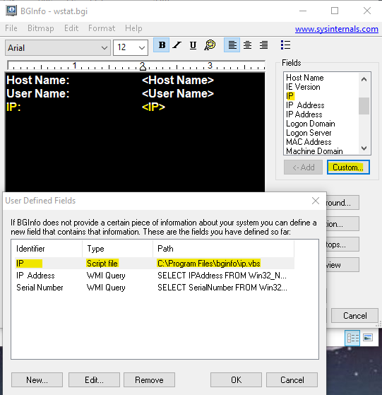 BGinfo-config for IP V4