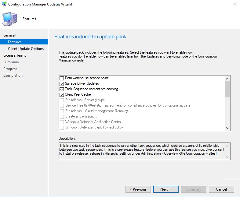 SCCM_Upgrade_1710_Install_Update_Features