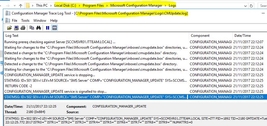 SCCM_Upgrade_1710_Install_Update_Logs