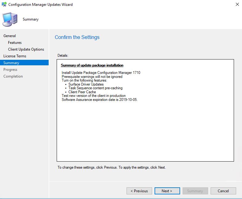 SCCM_Upgrade_1710_Install_Update_Summary