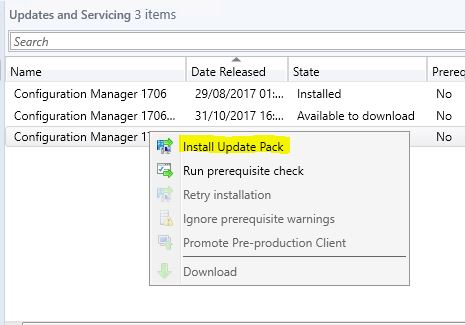 SCCM_Upgrade_1710_Install_Update